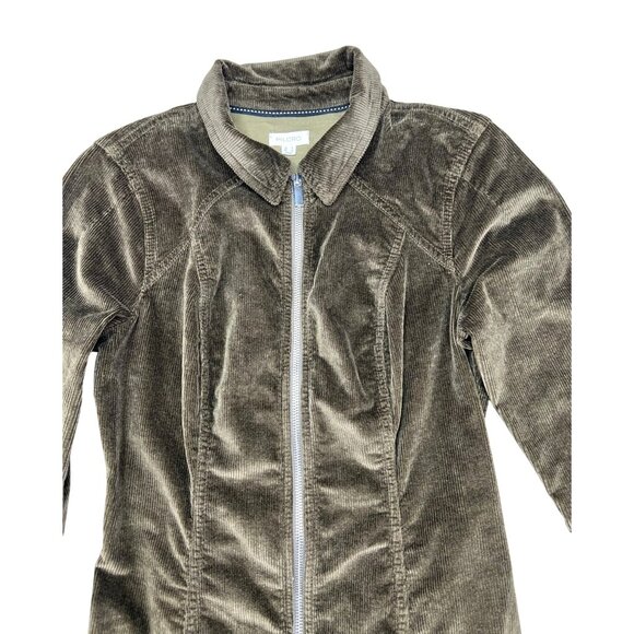 Anthropologie Pilcro Long-Sleeve Corduroy Slim Zip-Front Mini Dress Brown Size 6 - Picture 11 of 14